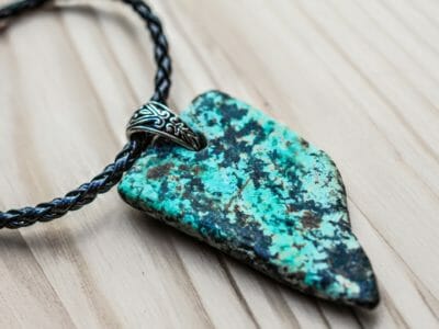 Turquoise necklace pendant example that may be at the Tuscon Gem and Mineral Show.